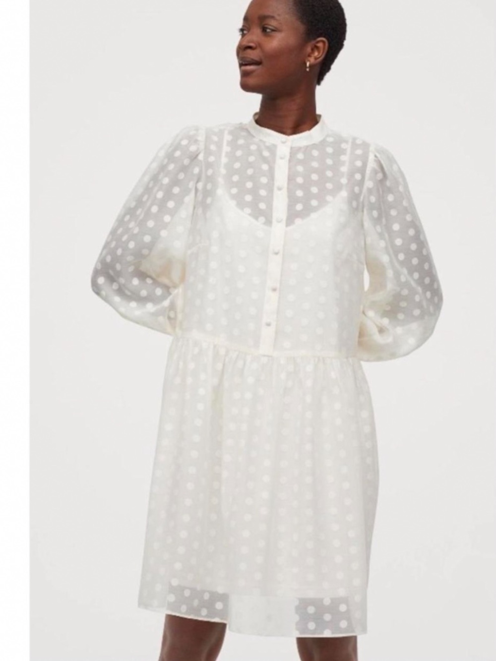 #074 - H&M - POLKA DOT SHEER DRESS // PTP - 21.5 / L - 36.5